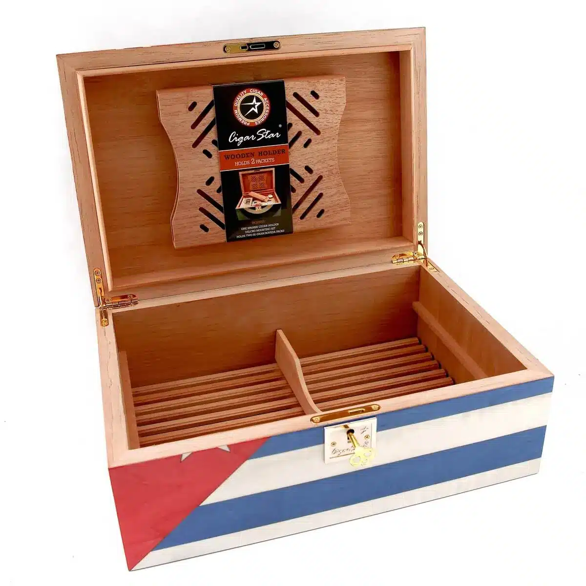 Cigar Star Gabeto Limited Edition Humidor Cuban Flag Finish P2 Cigar Star Gabeto Limited Edition Humidor Cuban Flag Finish P2