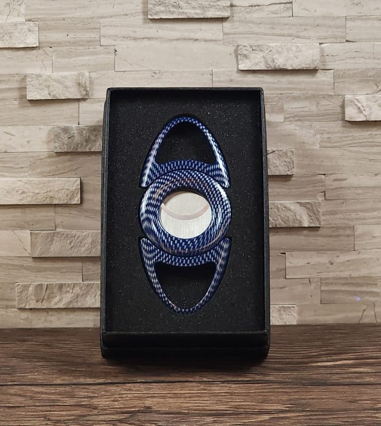 Elegant Metal Cigar Cutter Carbon Fiber Blue