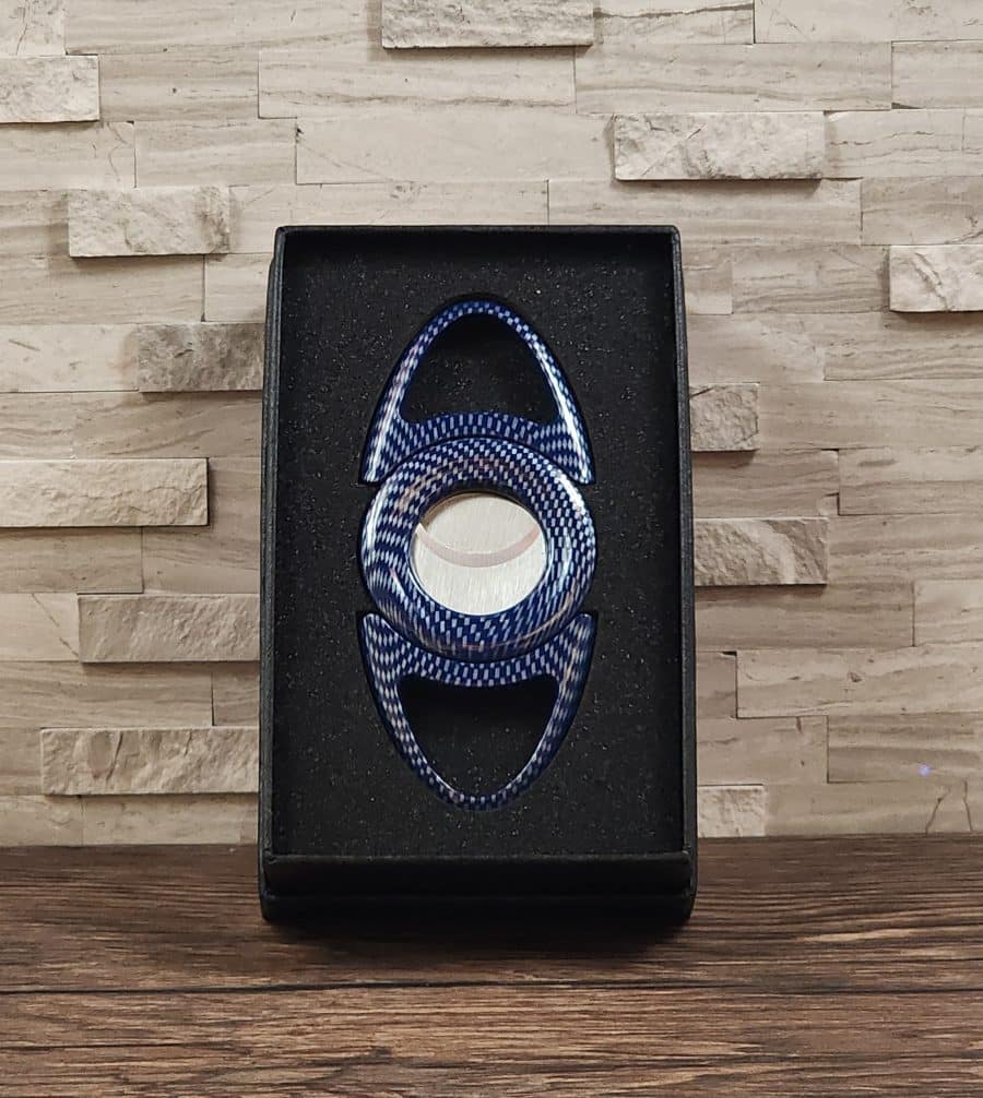 Elegant Metal Cigar Cutter Carbon Fiber Blue